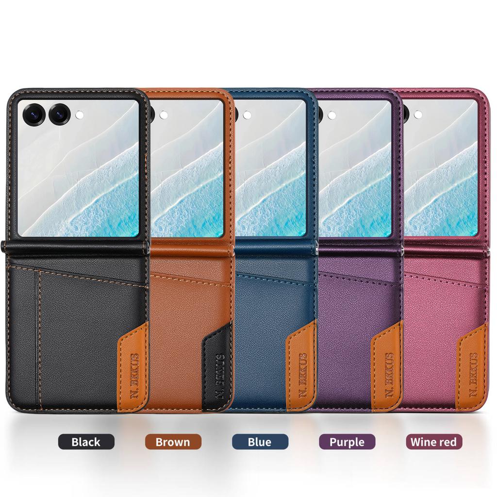 Flip Leather Phone Case For Samsung Galaxy Z Flip 7 FE 6 5 4 3 5G Flip7 Flip6 Wallet Card Holder Phone Bag Book Cover Etui