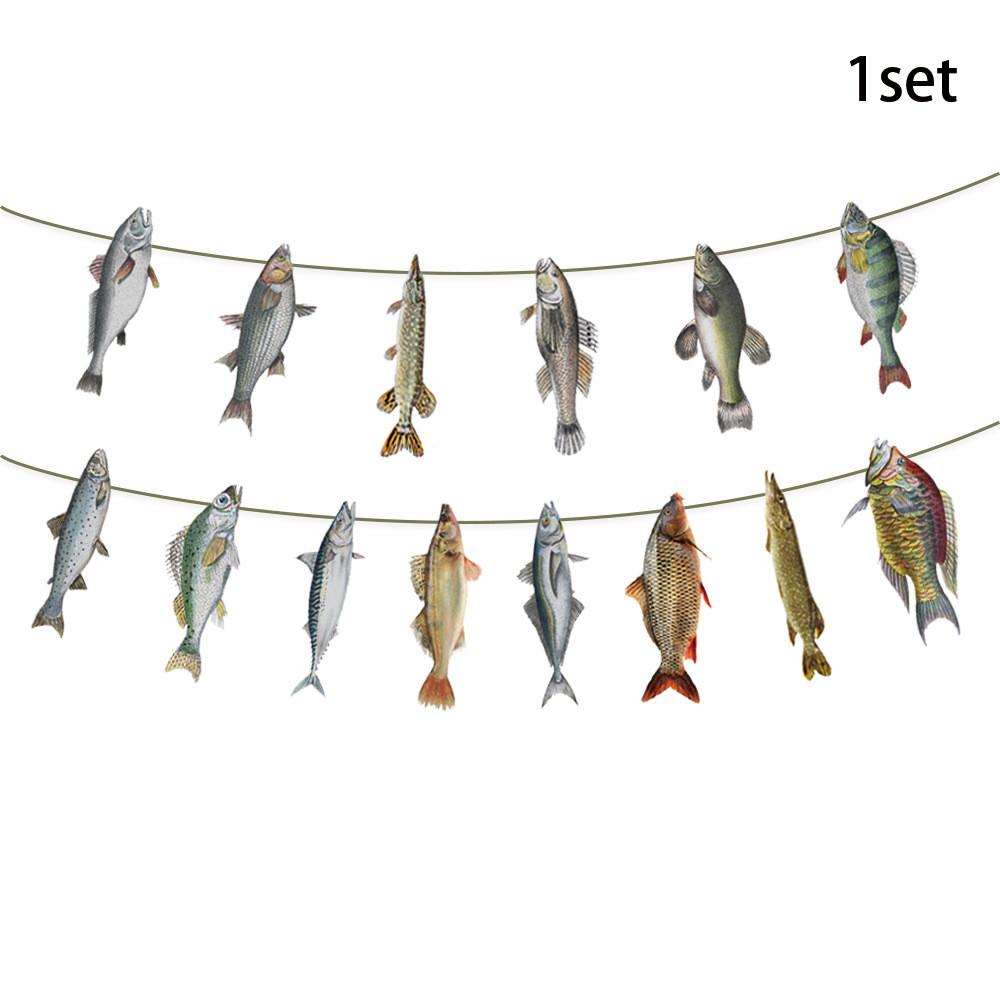 Fishes Creative Pattern Paper Banner Fishing Party Scene Props Decoration