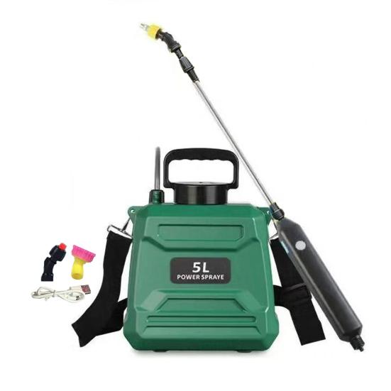 

Электрический опрыскиватель объемом 1,3 галлона/2,1 галлона со встроенным аккумулятором емкостью 18650 мАч, садовый опрыскиватель с телескопической распылительной трубкой для полива растений 5L зелёный