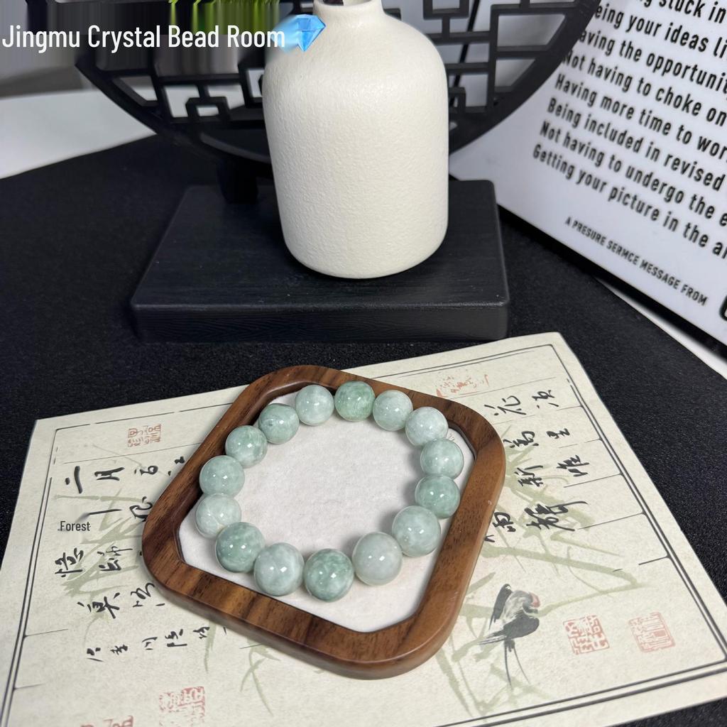 Armband aus Jade A-Qualität aus Myanmar mit schwebender Blume, 12 mm