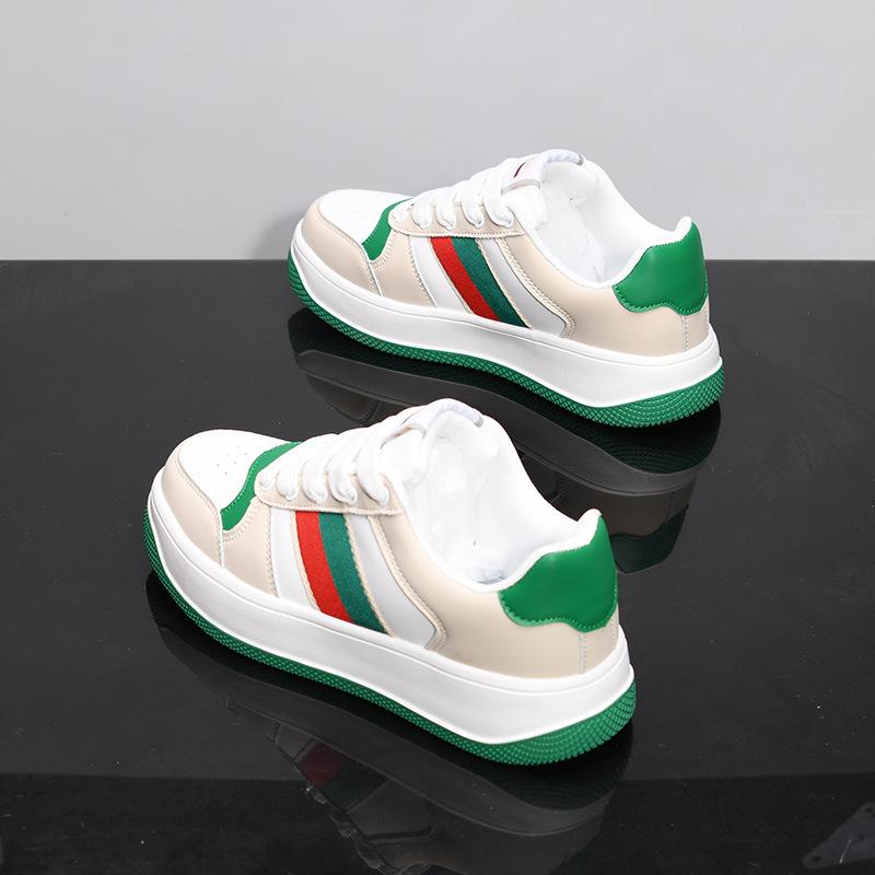 

McQueen breathable small white board shoes summer thick sole heightening sports and leisure leather T 38