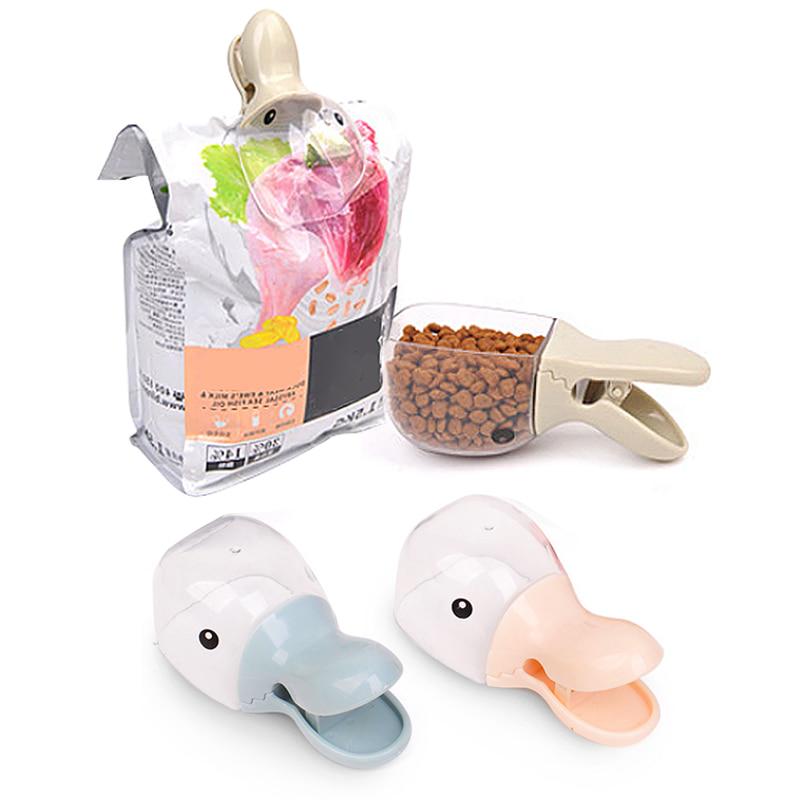 Cute Pet Food Spoon Measuring Cup Multifunction Food Bag Sealing Clip Pet Cat Dog Food Feeding Cup