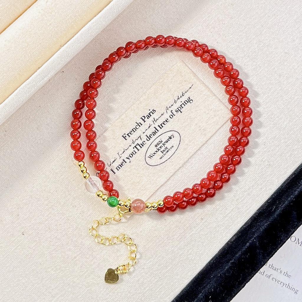 4Mm Natural Chalcedony White Crystal Strawberry Crystal Clavicle Chain Necklace