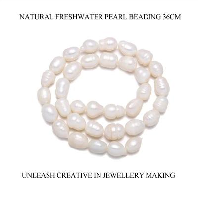 1String White Natural Freshwater Pearl Beads for DIY Elegant Women Necklace Bracelet Accessories, Rice Shape Pearls Jewelry Making Craft Beading 36cm