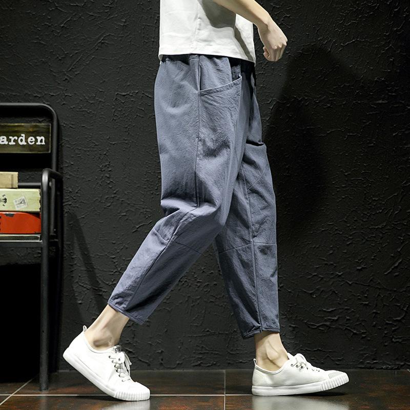 

Plus Size Summer Casual Pants Man Trendy Japanese Cropped Pants Loose Pants Men 5xl 2XL
