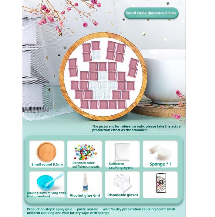 Bamboo Mosaic DIY Coasters Handmade Creative Material for Cup Tableware Mat Tray Placemat Mosaic Crystal Craft Tool Kit Kid Gift