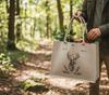 BEIGE FELT SHOPPING BAG 35X25X12 CM DEER