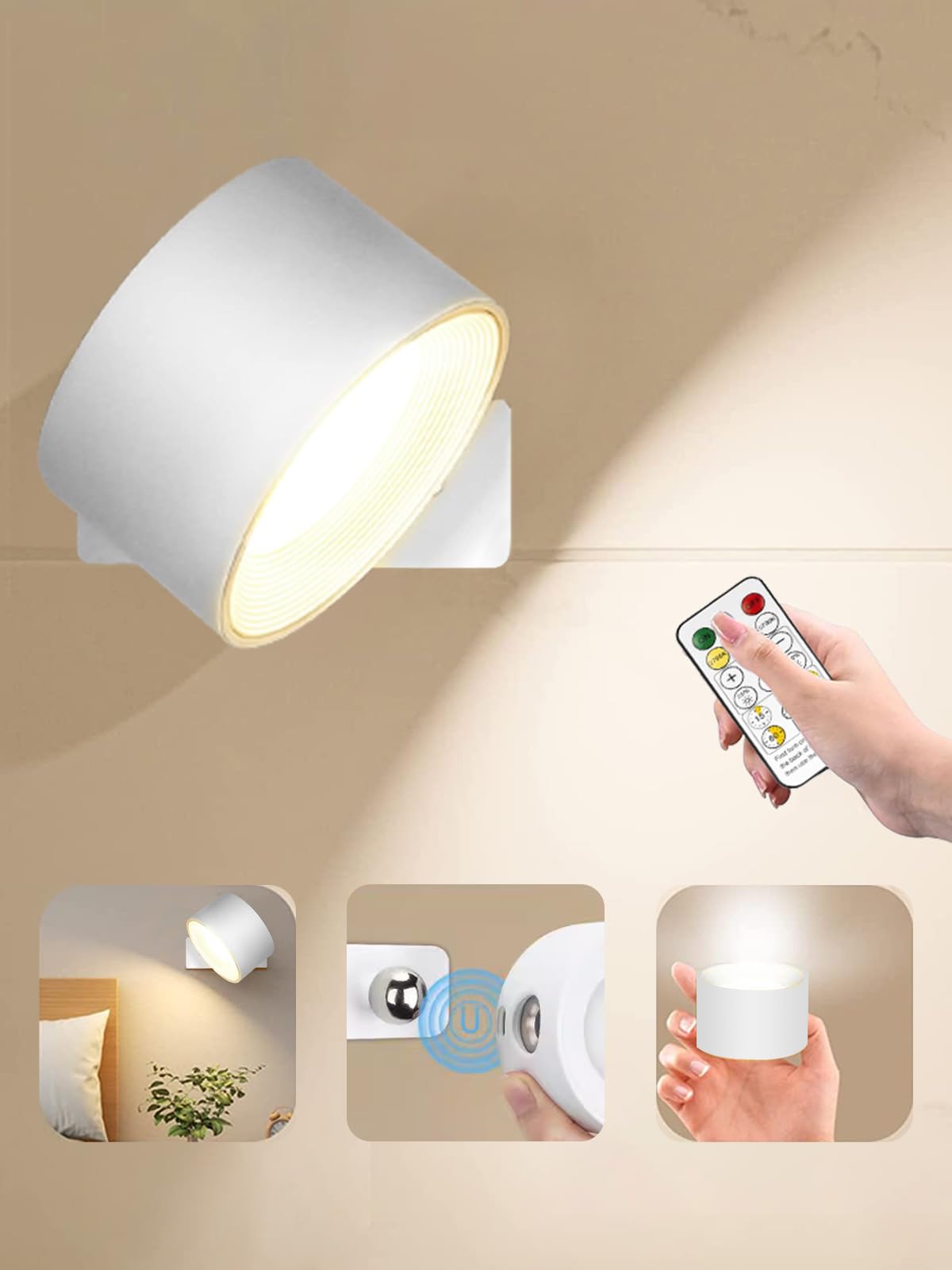 

LED Spotlight, Wall-Mounted, Ceiling-Mounted, 360° Lighting Angle, Cordless, Tpye-C Rechargeable, Kitchen Light, Japanese Instruction Manual