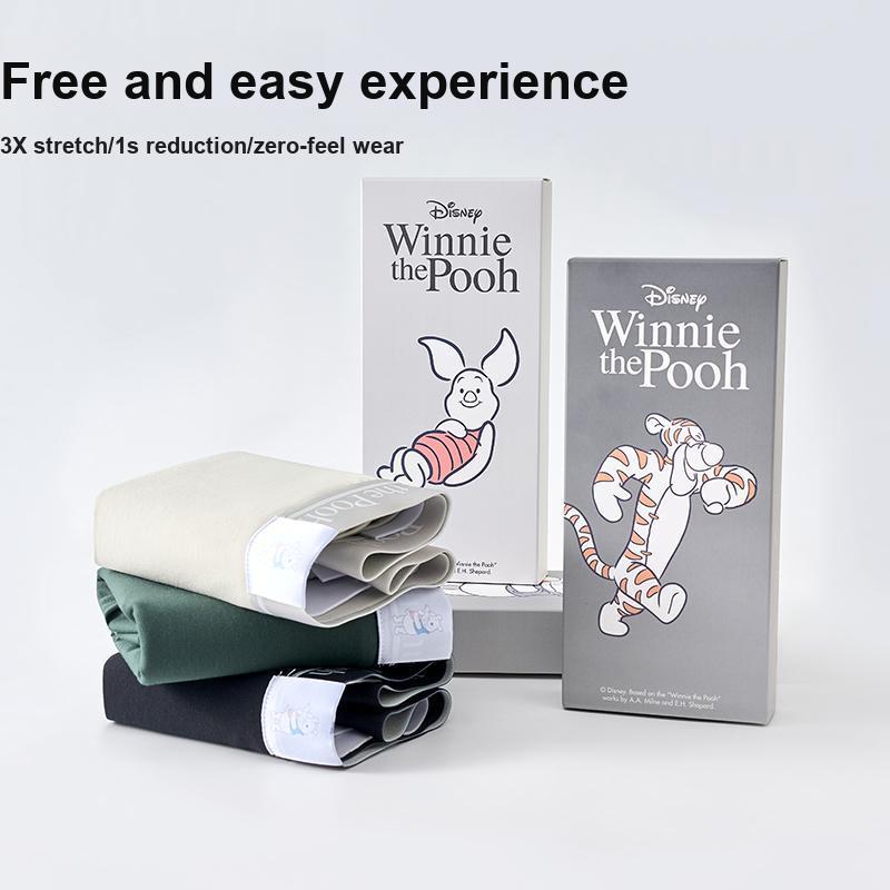 Disney Solid Color Simple Comfortable Breathable Antibacterial Boxer Briefs Gift Box Men underwear DISINI004-2