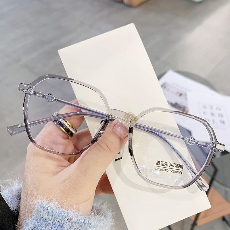 Tr90 Glasses Frame Trendy Plain Glasses Frame, Flat Glasses Retro Anti-Blue Glasses Women 2170