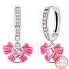 New Sweet 925 Silver Women's Princess Powder Gemstone Blue Kind Bow Design Earrings Fit Party Exquisite Jewelry Gifts