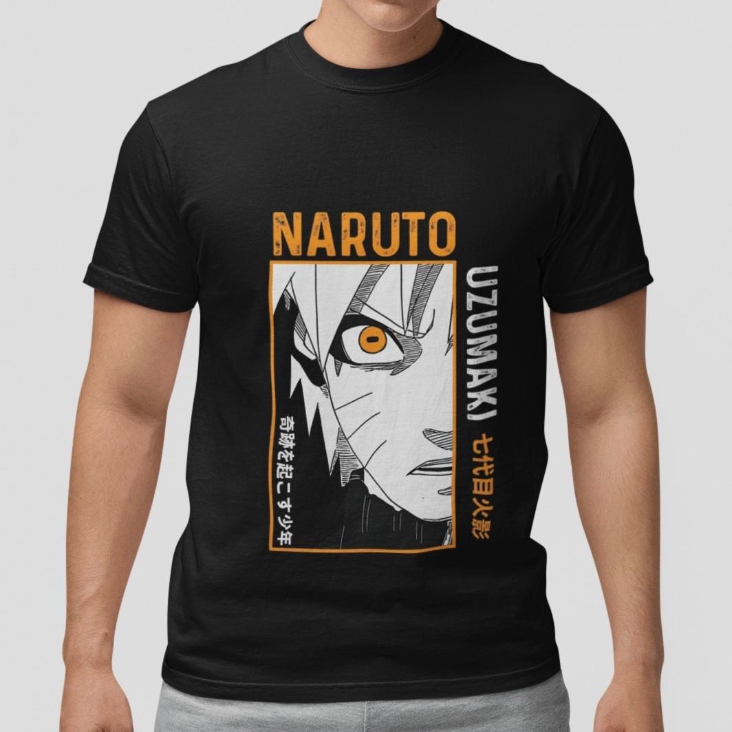 Naruto T-Shirt Uzumaki Anime Graphic Tee Unisex Casual Black Streetwear Top L