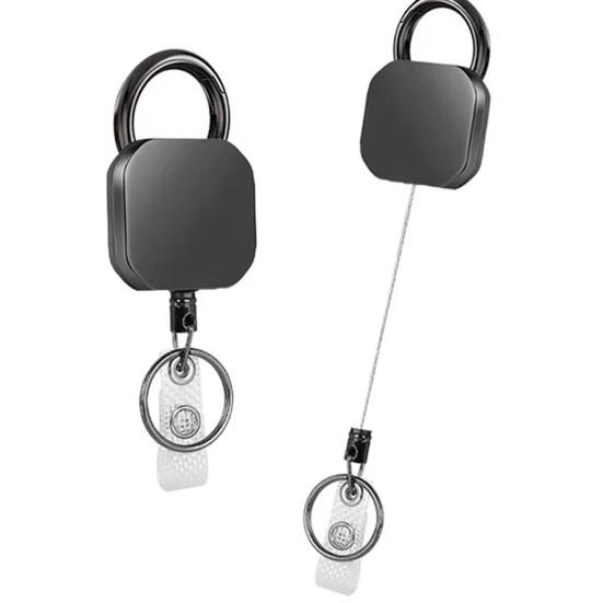 Retractable Lock Heavy-Duty Keychain with Smooth Retractable Reel Mechanism Adjustable Wire Rope Length Belt Clip Badge Holder
