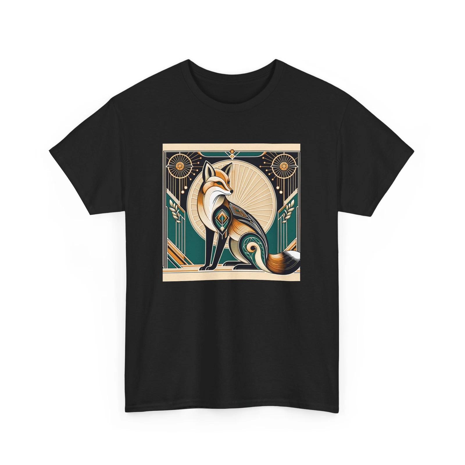 Unisex Adult T Shirt Art Deco Stylized Fox Elegantly Geometric Graphic Tee 3XL