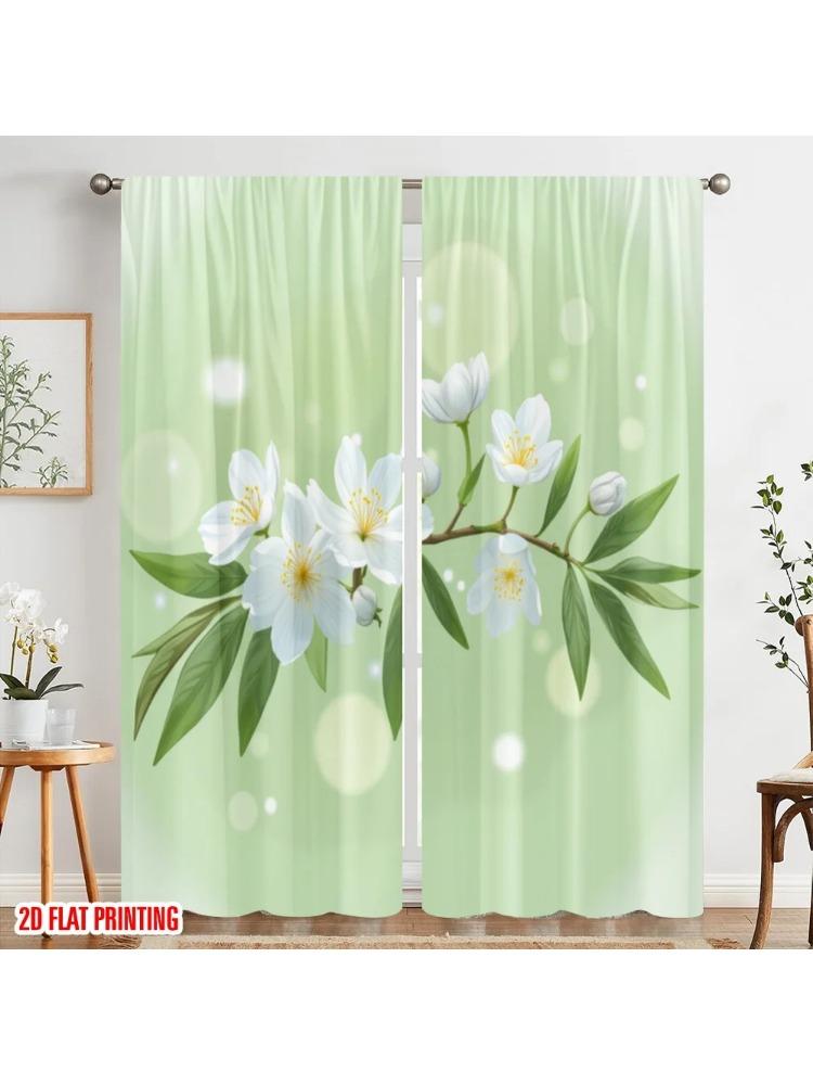 

2Pc,2D Plane Printing Print Curtains Blossom Breeze Versatile Fabric (Without Rod) Versatile All For Bedroom & Living Room, 53x116CM-2PC