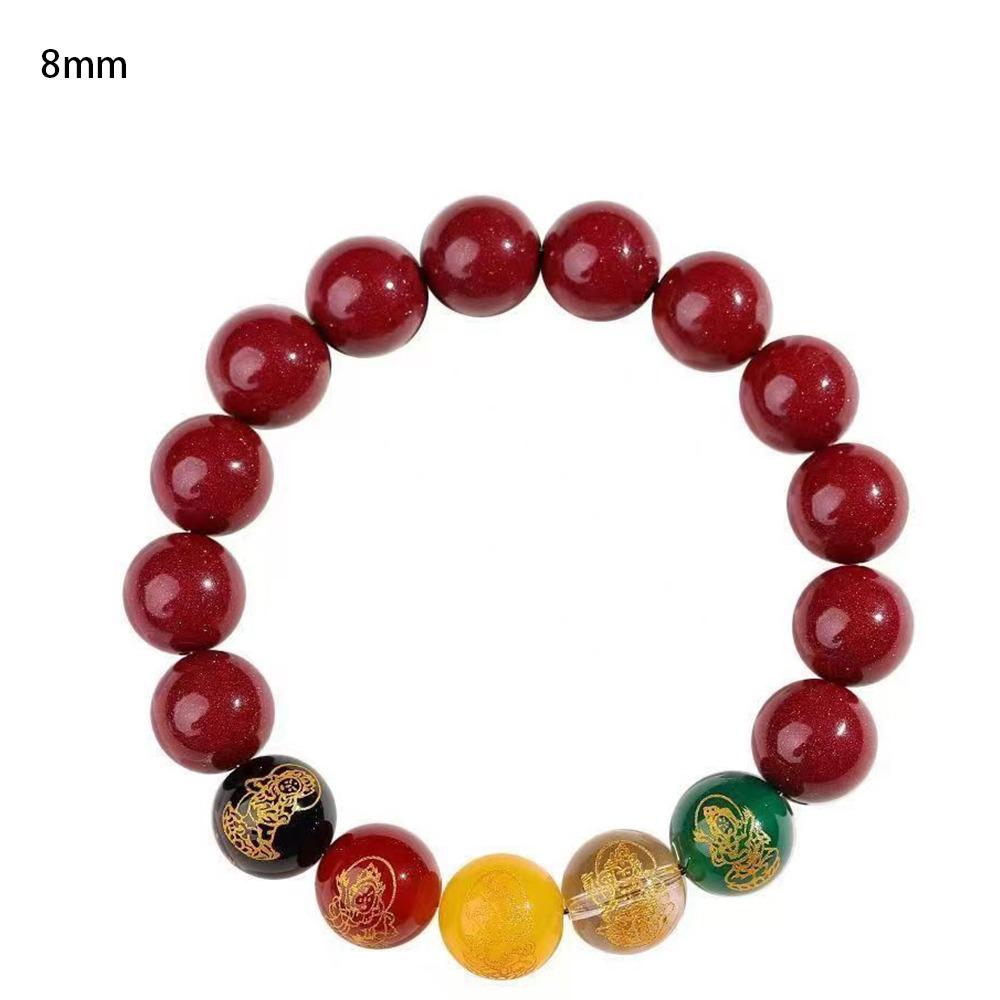 

New Bangle Red Bracelet Carved Charm Round Bead Vintage Beads Bangle God of Wealth Bracelet