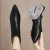 New Short Boots, Thick Fleece Shoes, Versatile Mid-calf High Heels for Women