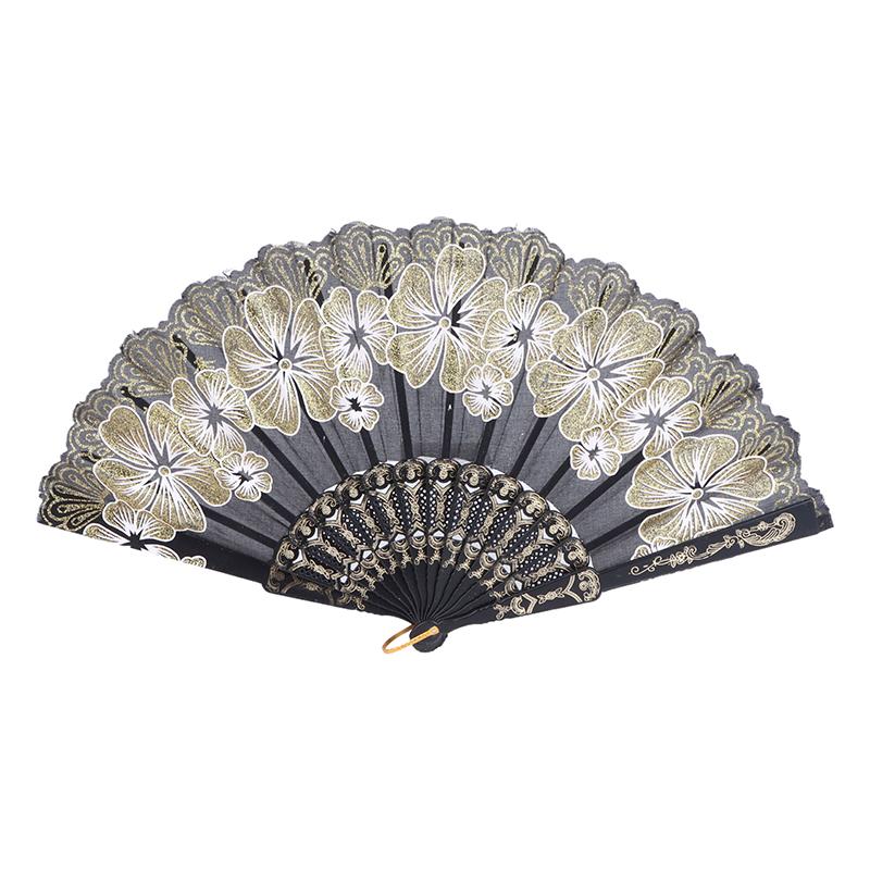 Chinese Style Silk Fabric Fan Folding Fan Wedding Fan Art Gifts Dance Hand Fan Vintage Folding Flower Fan Ancient Hanfu Fan