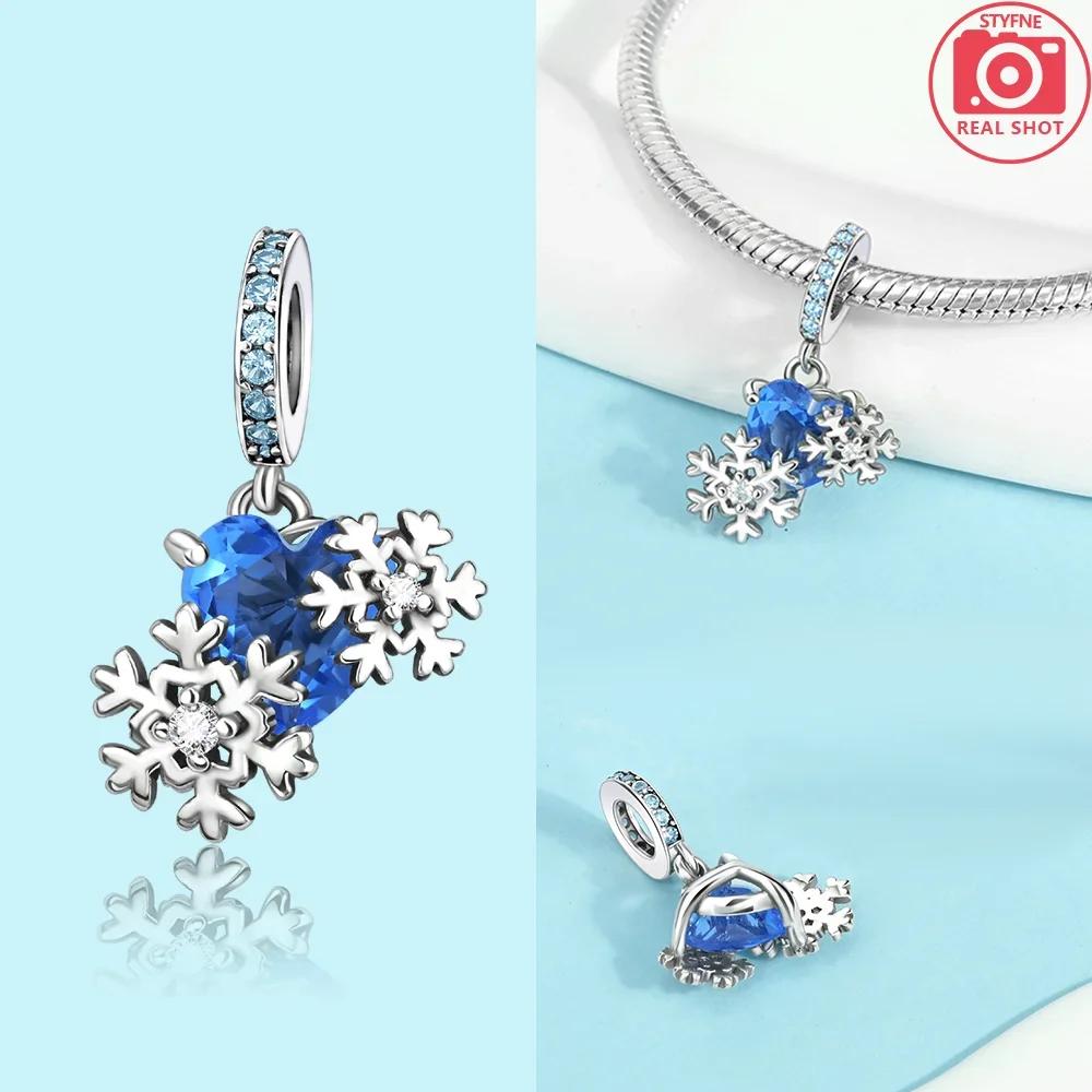 Original Snowman Blue Snowflake Red Gift Christmas Tree Roller Skates Charms Beads Fit Braceletcopper Women Diy Accessory