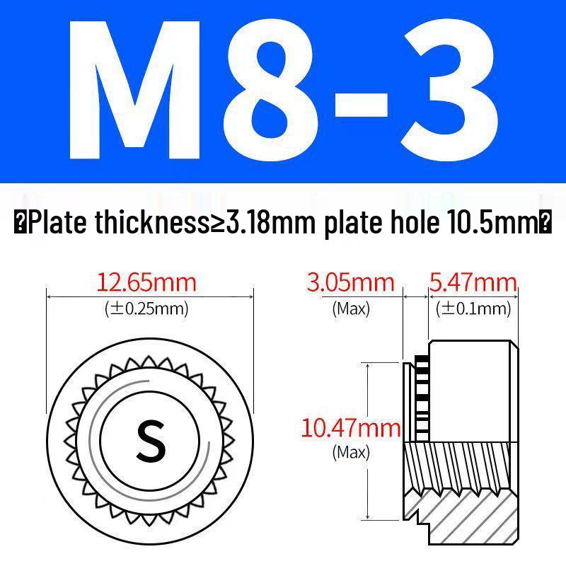 Verzinkte selbstsichernde Muttern, unverlierbare Muttern M3-M12, Einbaumuttern und Einpressmuttern