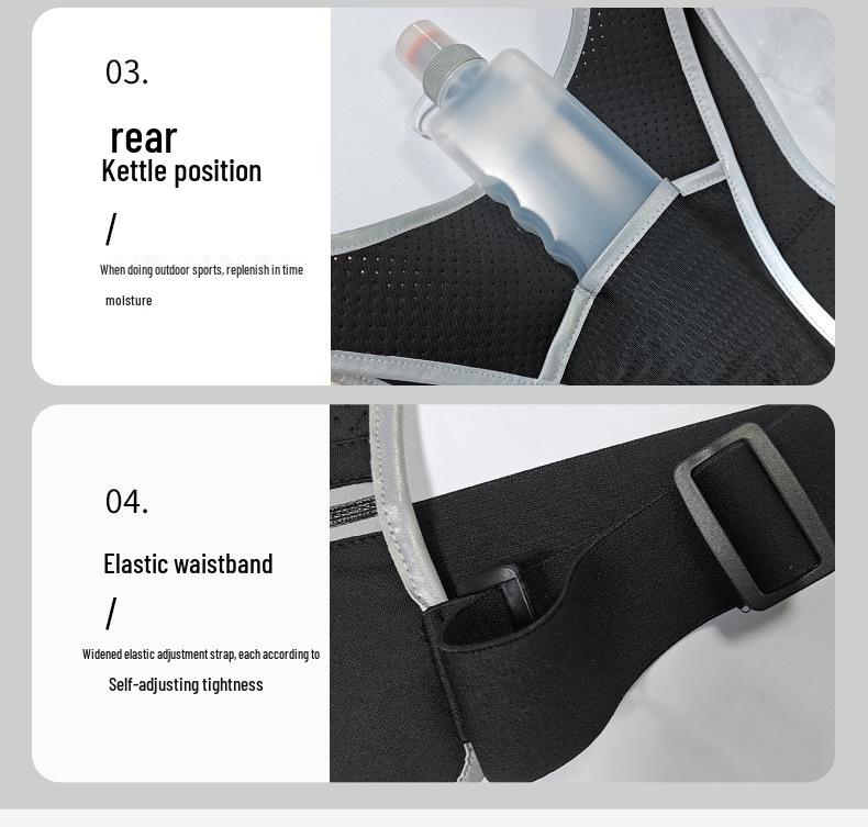 Unisex Reflective Running & Cycling Chest Vest with Water Bottle Holder