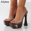 Fashion Eilyken Fashion Open Toe Platform High Heels Sandals Women Transparent PVC Ankle Strap Ladies Summer Party Nightclub Shoes Pumps