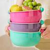 Double Layer Fruit Drainer Basket Set Round Washing Bowl Vegetable Washing Basin  Fruit Strainer