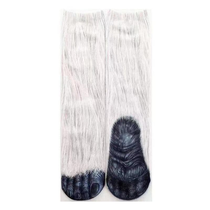 3D Animal Paw Mid-Calf Socks - Cartoon Print, Fun Hoof Design for Adults, Cat & Dog Styles