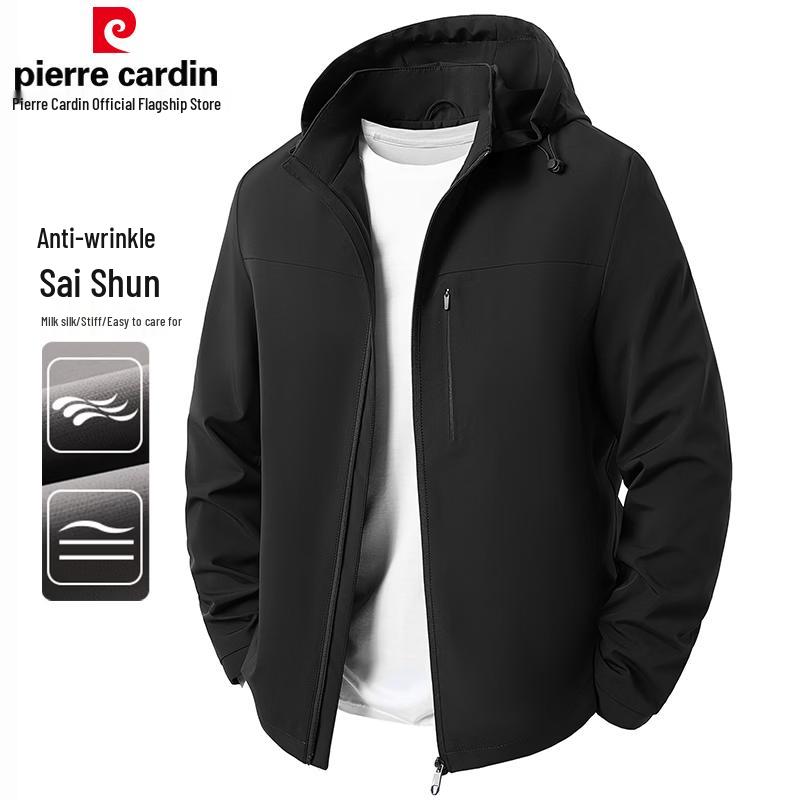 Pierre Cardin Men s Milk Silk Anti-Wrinkle Detachable Hood Jacket XL