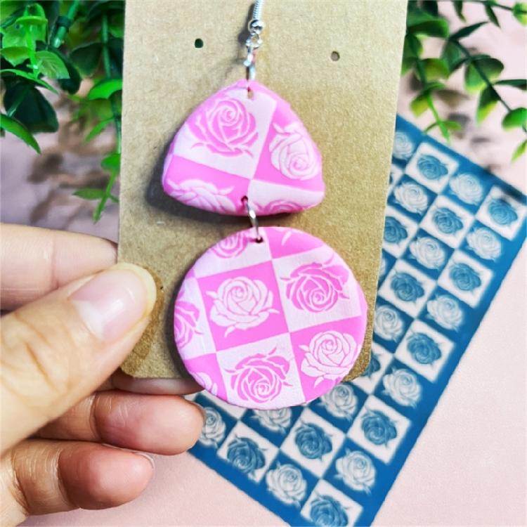 Valentines Day Silk Screen Stencils Reusable Earrings Screen Printing Stencils Lovely Heart Mesh Transfers Stencils