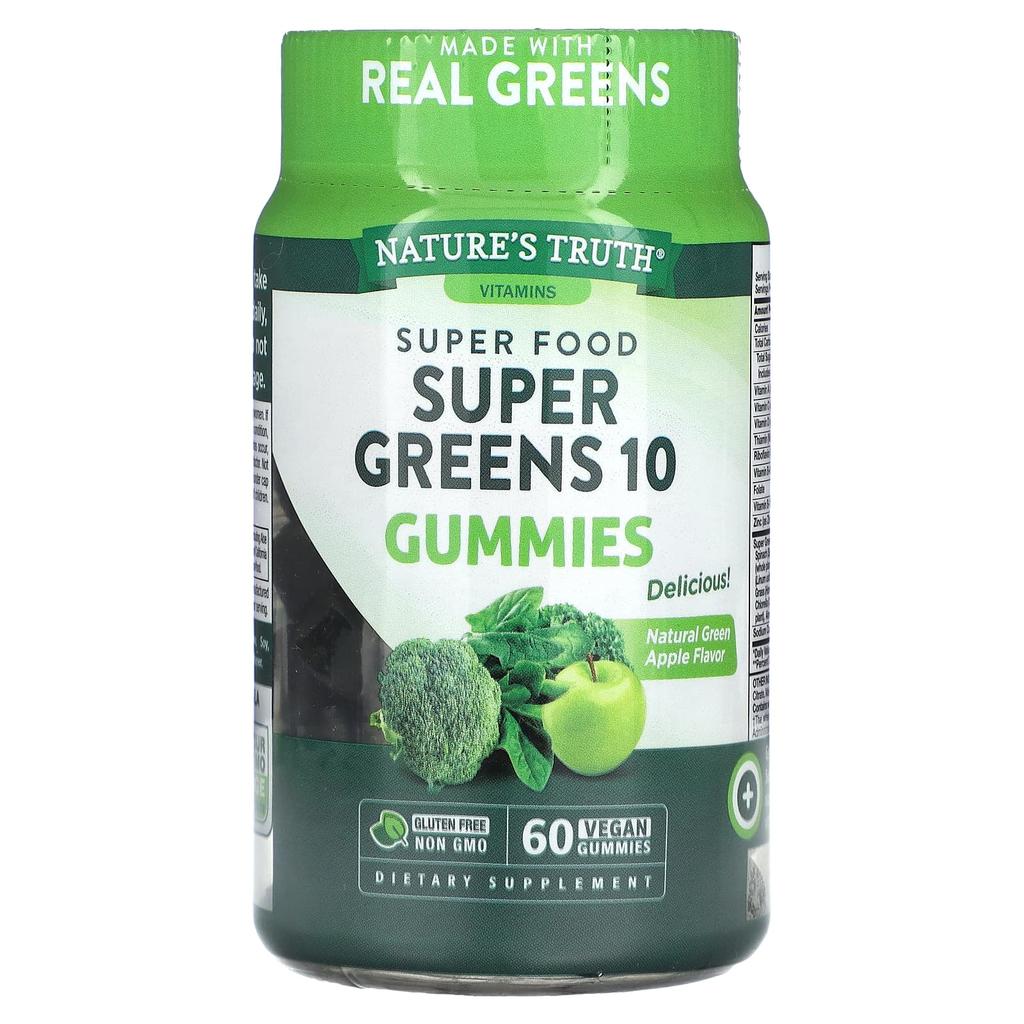 Nature's Truth Super Food, 10 Super Greens, Natural Green Apple, 60 Vegan Gummies
