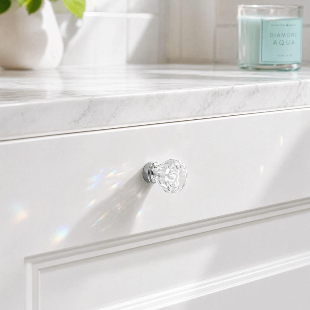 16pcs 25*30mm Cabinet Knobs Crystal Clear Glass Drawer Pulls Diamond Shape Cabinet Handles  Cabinets