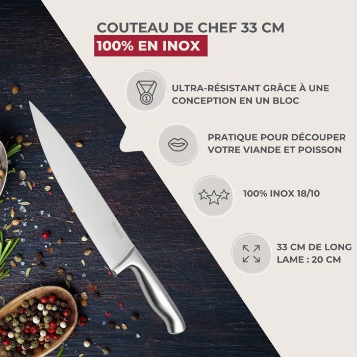 Couteau de chef 33 cm en inox nirosta star