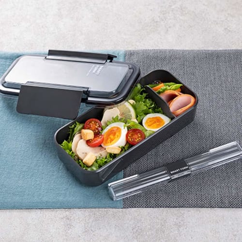 Lastrowear Easy Care Slim Lunch Box for Men, 1 Tier, 800ml, Dark Gray, Integrated Gasket, Easy To Clean, Microwave and Dishwasher Safe, B-1492 DN by I