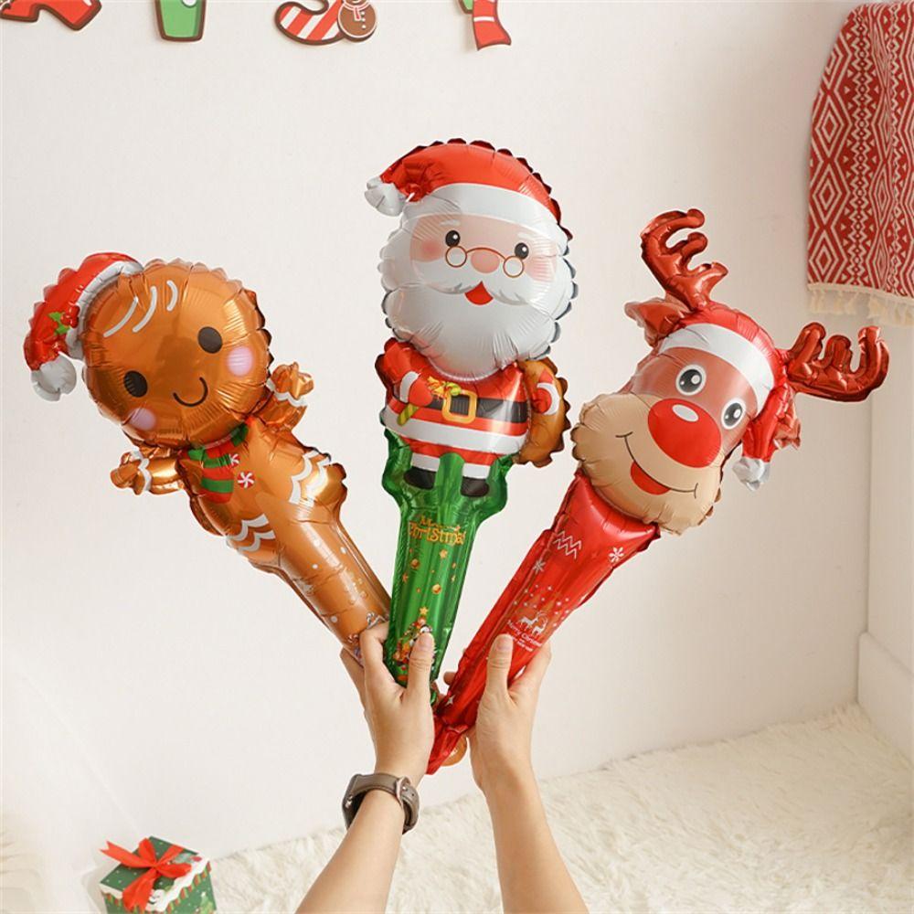 Gingerbread Man Christmas Stick Air Balloons Merry Christmas New Year Balloon  Scene Layout