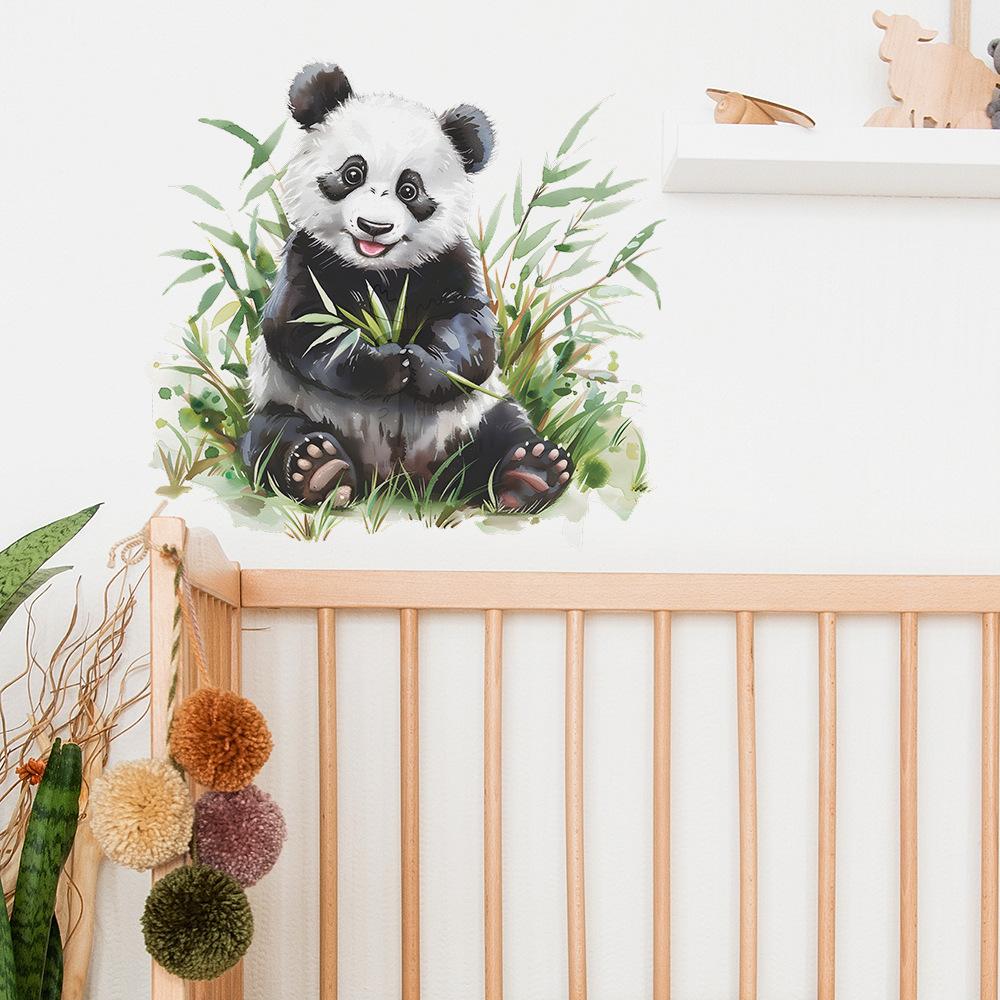 Fun-f130 Cartoon Niedlichen Roten Panda Essen Bambus Kinderzimmer Hintergrund Dekorative Wandaufkleber
