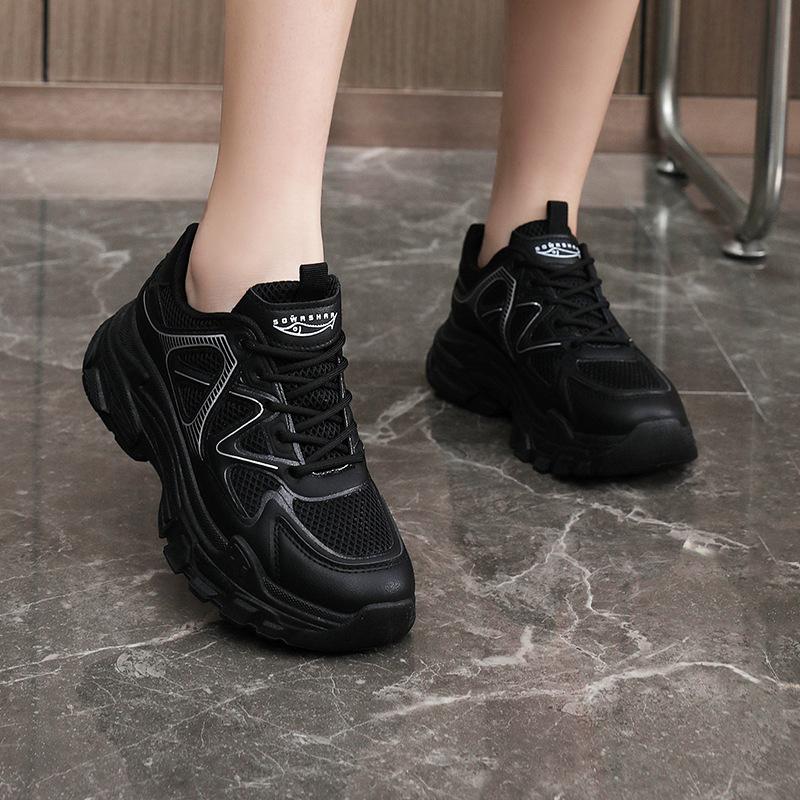 Rm1812 New Dad Shoes Women's  Spring/Summer Height Increasing Breathable Platform Mesh Surface White Shoes All-Matching Women's