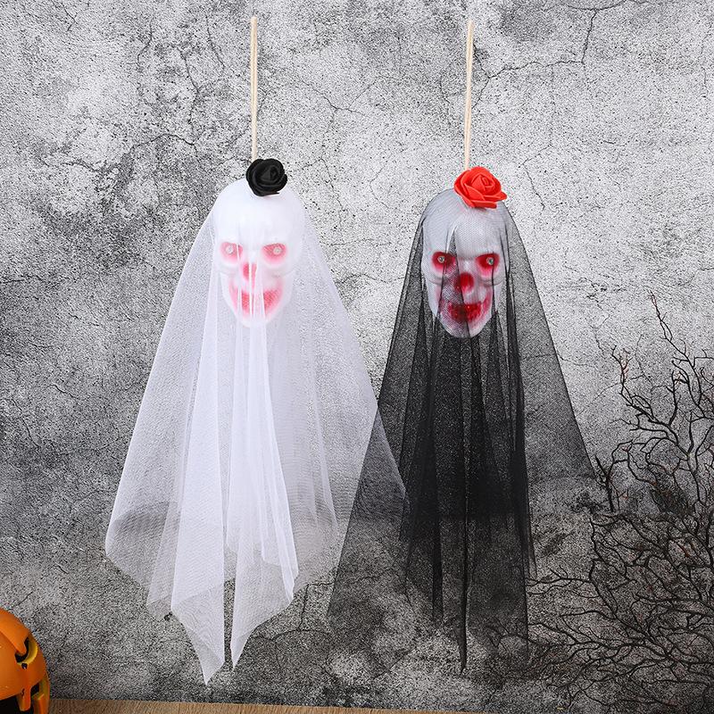 Halloween Glowing Skeleton Hanging Ghost Bride and Groom Yard Horror Decor Props for Party Outdoor Indoor