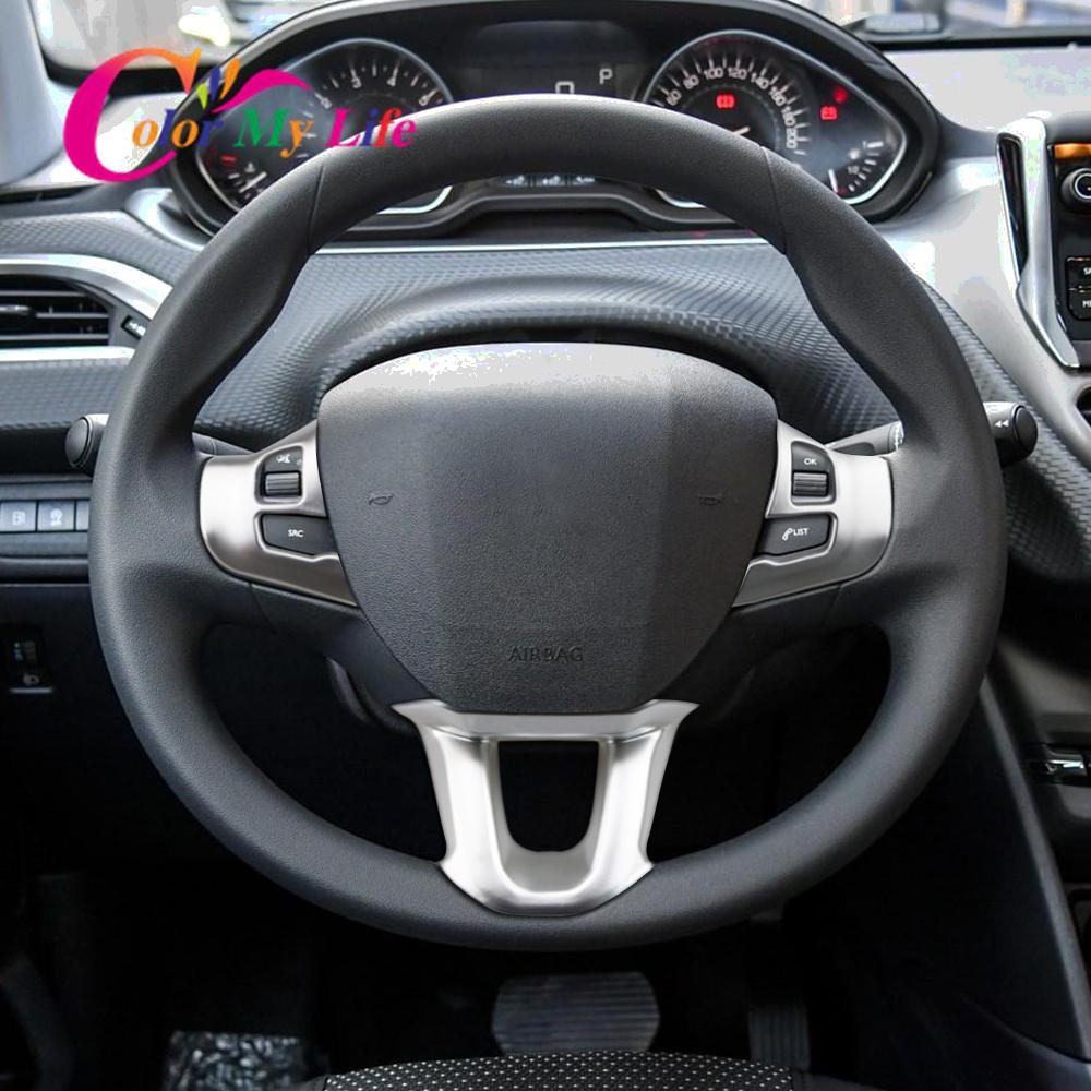 Car Styling ABS Chrome Steering Wheel Protection Trim Sticker for Peugeot 208 2008 GTI 2014 - 2017 Stickers Accessories
