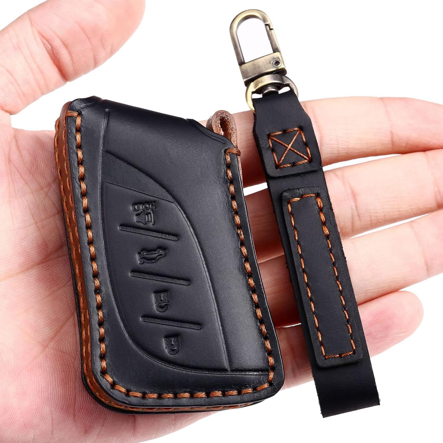 EASYANT Leather Car Key Fob Cover for Lexus -2025 ES RX 350 Compatible with Lexus New LS NX Key Shell Case Black