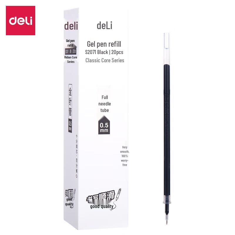 Сменные стержни для гелевой ручки Deli S207, 0,5 мм, черный, упаковка 20 шт.