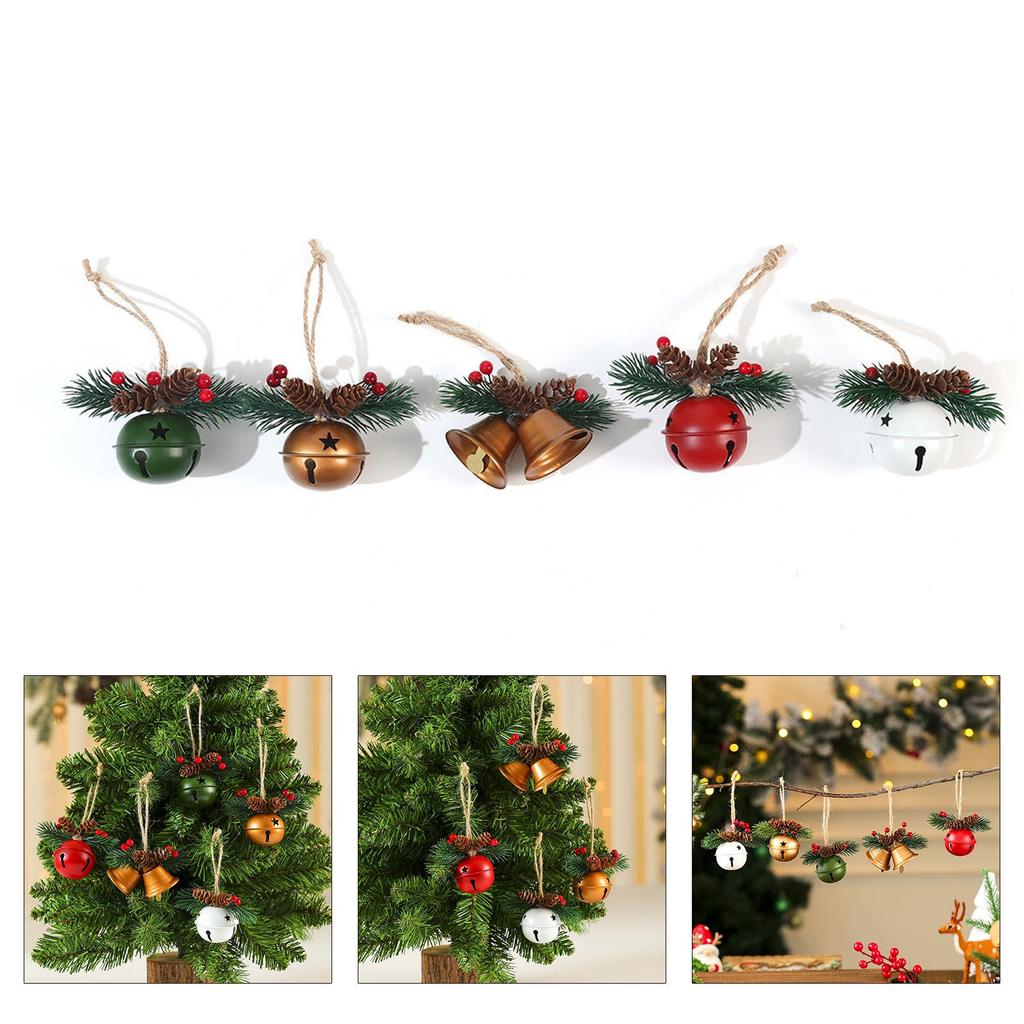 5PCS Christmas Bells Hanging Decoration Set Easy Installation for Door Porch Window Christmas Tree Decoration