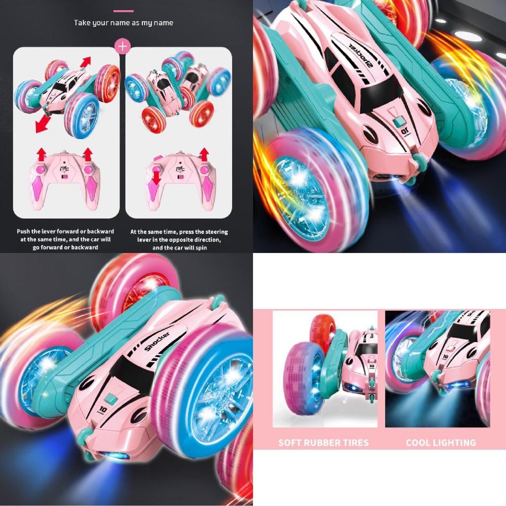 Amazing Colorful Remote Control Stunt Car With Light Up Wheels For Kids Fun
