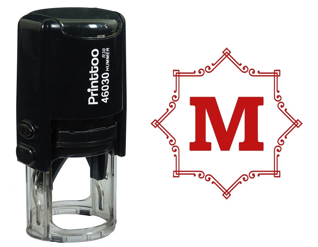 Printtoo Octagon Celtic Swirl Frame Alphabet M Monogram Self Inking Rubber Stamp Office