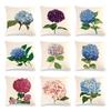 Stylishs Flower Cushions Cover Hydrangea Throw Pillow Cover Linen Material