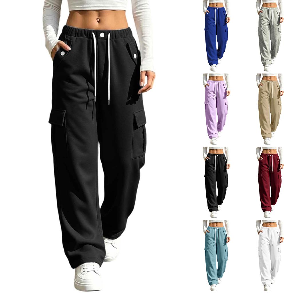 Women's Wide Leg Pants Loose Fit Color Casual Trousers