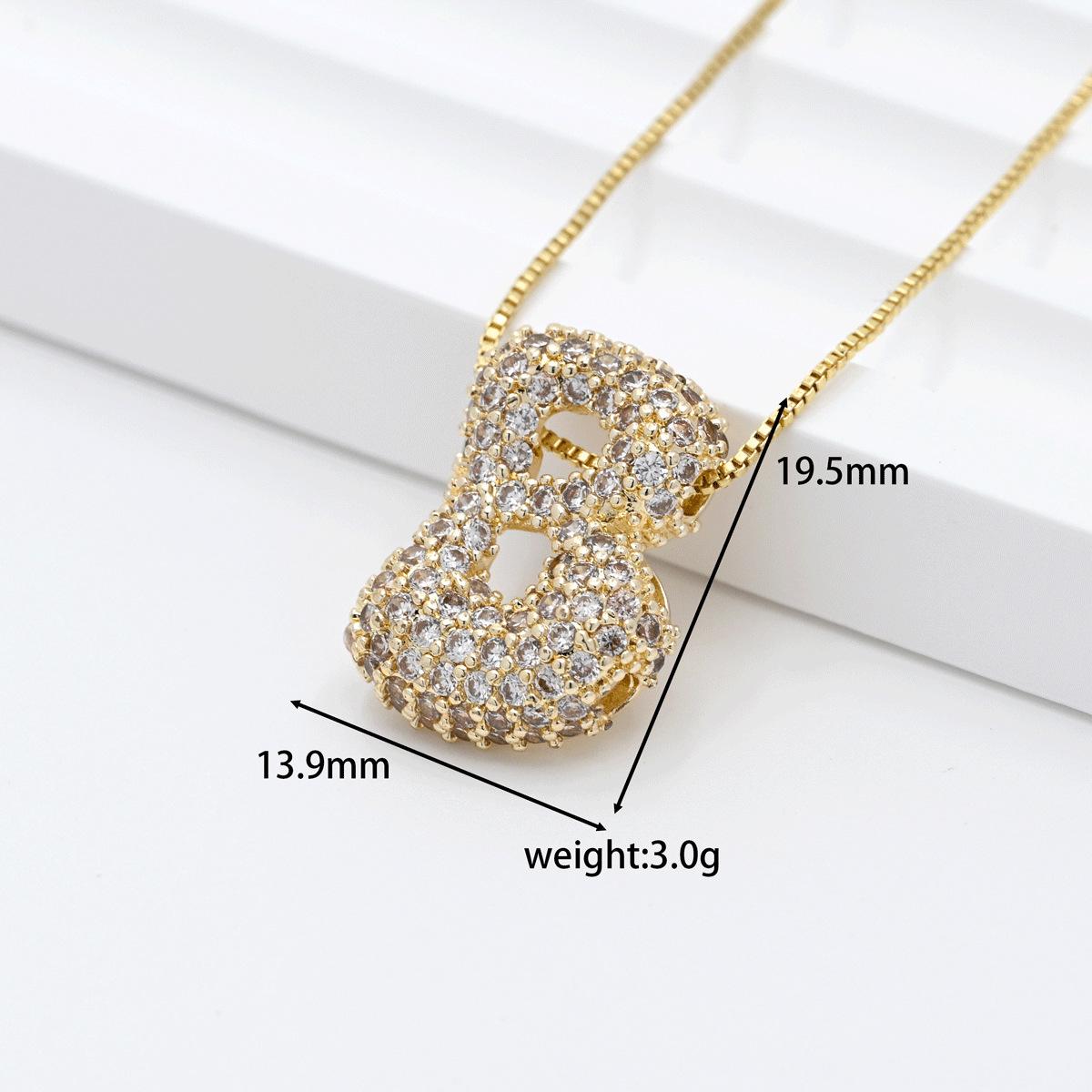 Gold-Plated Zircon Alphabet Pendant Necklace for Women Silver Pendant Only