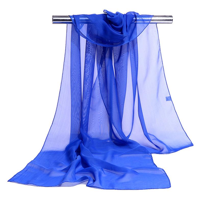 Koreanisches Damen Hochzeits-Abendparty-Kleid Schal Einfarbige Transparente Chiffon-Seiden-Schal Sommer Strandtuch Sonnenschutz-Schal R22