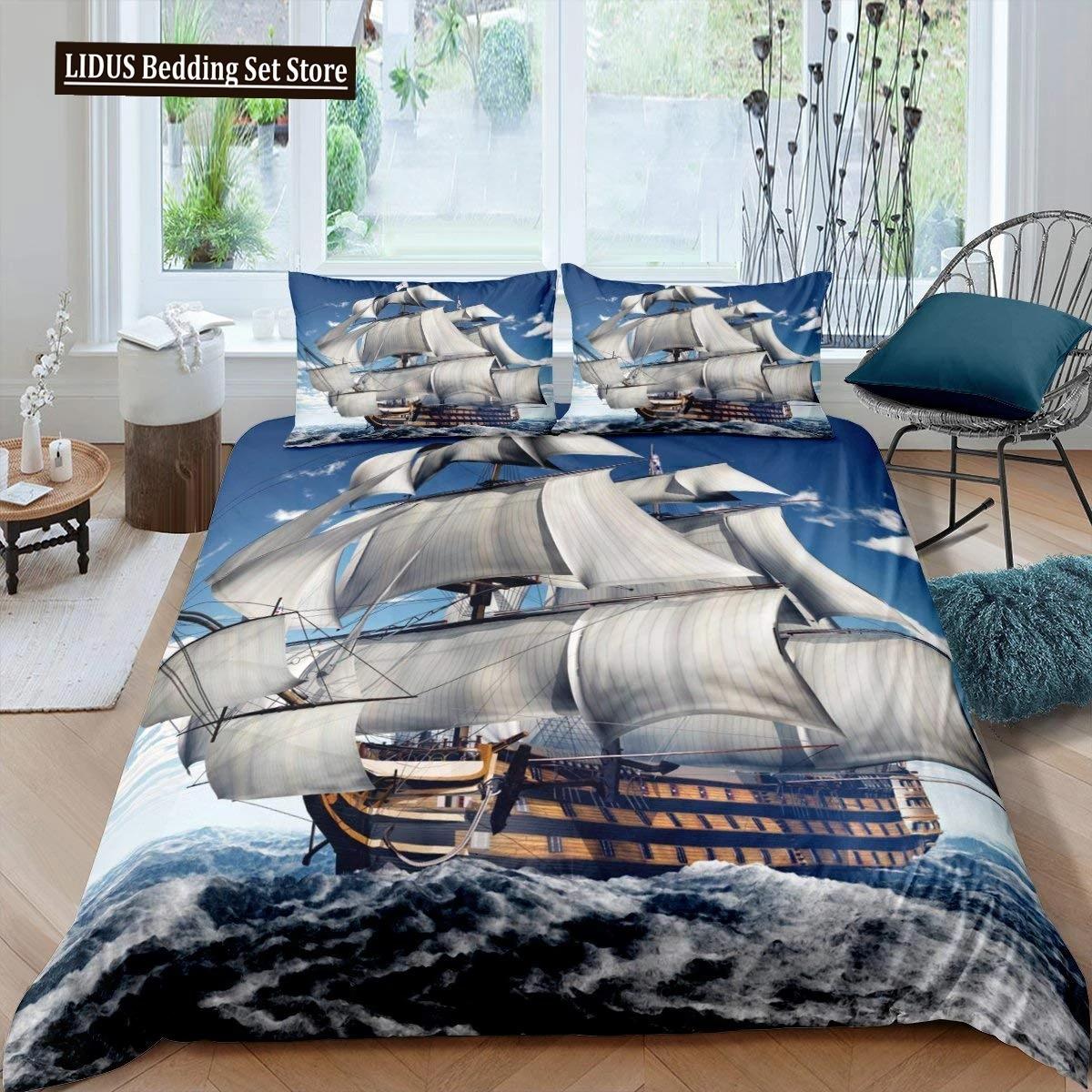 

Комплект пододеяльников Pirate Queen Sailboat, комплект постельного белья Nautical Ocean, комплект постельного белья Cool Style Quilt Co 70x133cm 2pcs