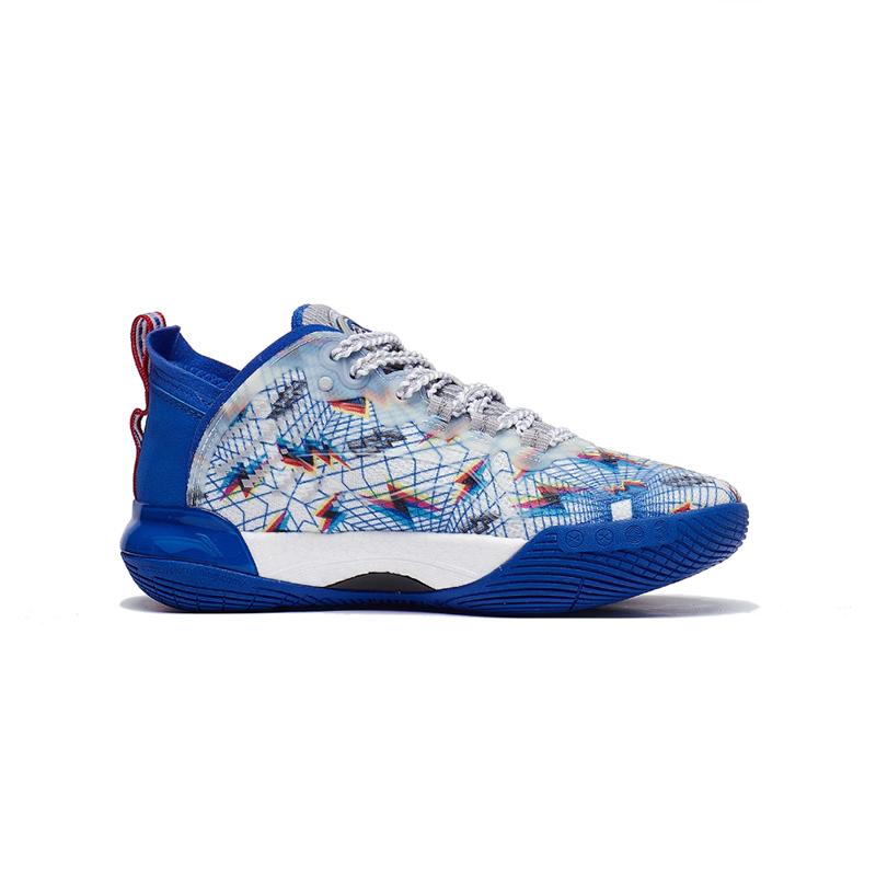 Li Ning Youth Pioneer Team 3.5 Casual Versatile Anti-Kick Wear-Resistant Low-Top Basketball Shoes Kids Basketball Shoes White Blue YKBT040-1